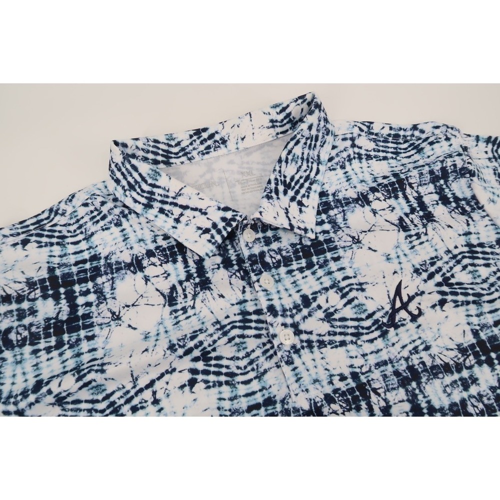 Antigua Atlanta Braves Mens XXL Baseball Blue Vivid Tie Dye Polo Shirt Size‎ 2XL